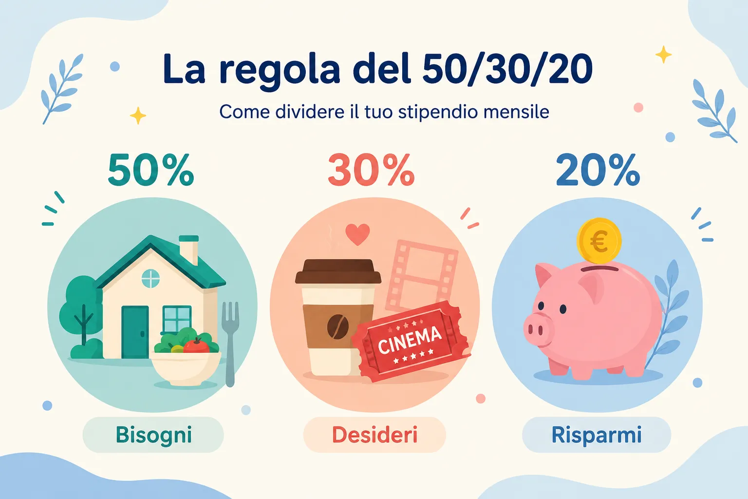 Come gestire lo stipendio mensile con la regola del 50/30/20 2 Come calcolare le percentuali del mio stipendio con la regola 50/30/20